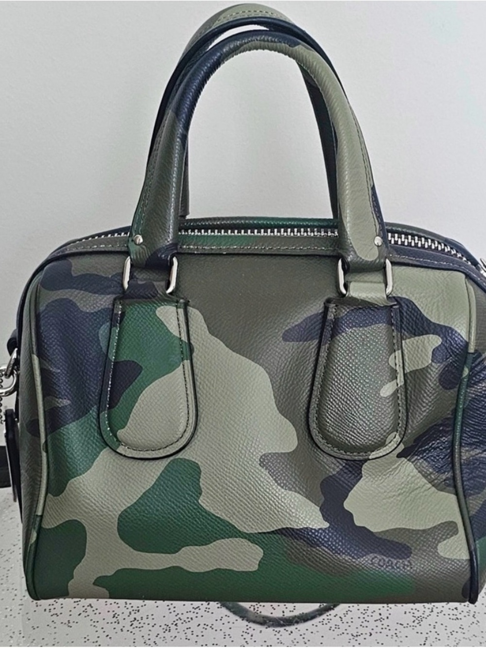 COACH Mini Surrey Satchel in Camo Print Crossgrain Leather - Picture 2 of 5